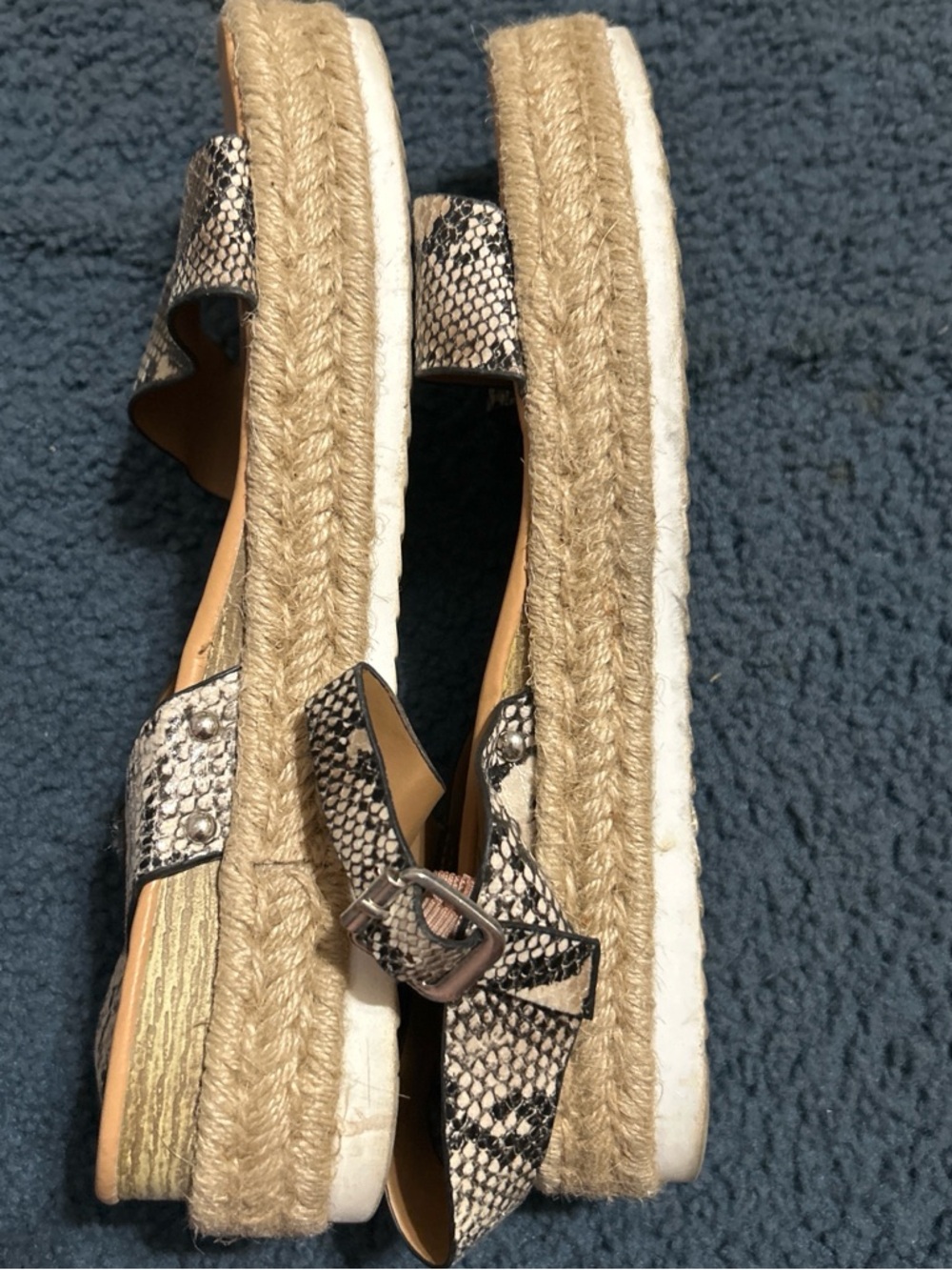Snake Print Espadrille Platform Sandals in Natural and Black